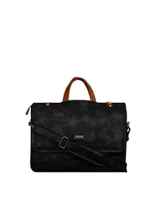 LOREM Unisex Black Textured 16 Inch Laptop Bag