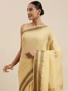 Shaily Beige Woven Checked Saree