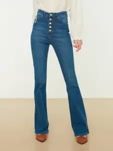 Trendyol Women Blue Flared High-Rise Light Fade Stretchable Jeans