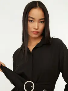 Trendyol Women Black Spread Collar Casual Shirt