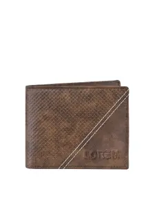 LOREM Men Brown Textured PU Two Fold Wallet