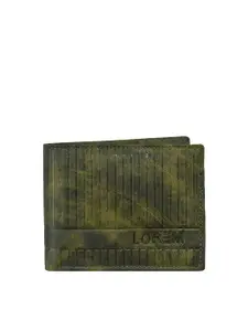 LOREM Men Green Textured PU Two Fold Wallet