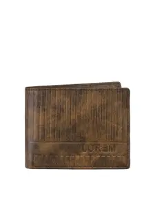 LOREM Men Brown Textured PU Two Fold Wallet
