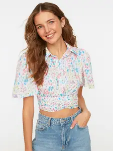 Trendyol Women White Floral Printed Casual Shirt