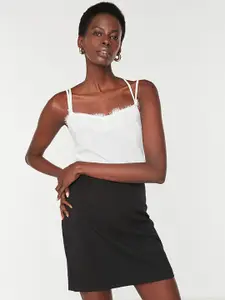 Trendyol Women Black Solid Straight Mini Skirt
