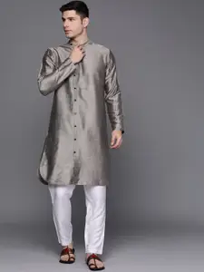 Indo Era Men Grey Liva Kurta