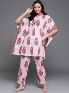 Libas Women Pink Floral Print Cotton Night suit