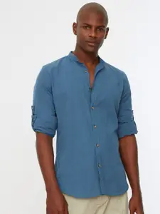 Trendyol Men Blue Pure Cotton Casual Shirt