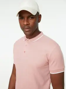 Trendyol Men Dusty Pink Solid Polo Collar T-shirt