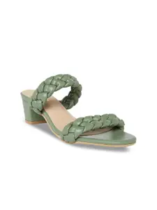 Forever Glam by Pantaloons Women Green PU Block Sandals