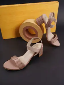 Get Glamr Women Peach-Coloured Block Sandals