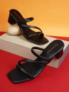 Get Glamr Women Black Block Sandals