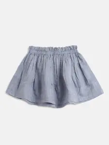 Kids On Board Infant Girls Blue Solid Pure Cotton Flared Mini Skirt