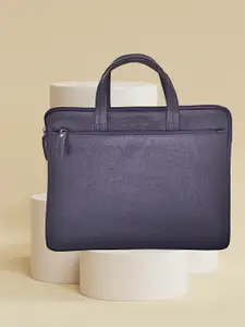 OLIVE MIST Unisex Blue Textured Leather Laptop Bag