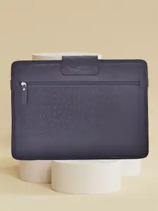 OLIVE MIST Unisex Blue Textured Leather Laptop Sleeve