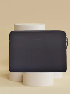 OLIVE MIST Unisex Black Leather Laptop Sleeve