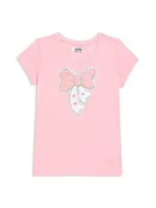 Cantabil Girls Pink Printed T-shirt