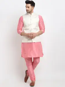 Kaifoo Men Multicoloured Kurta with Churidar & Nehru Jacket
