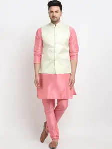 Kaifoo Men Multicoloured Kurta with Churidar & Nehru Jacket