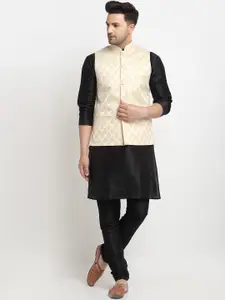 Kaifoo Men Multicoloured Kurta with Churidar & Nehru Jacket