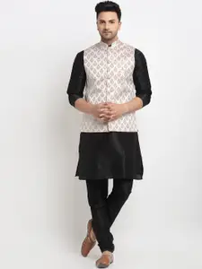 Kaifoo Men Multicoloured Kurta with Churidar & Nehru Jacket