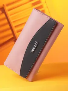 Fostelo Women Rose Gold & Black Colourblocked PU Two Fold Wallet