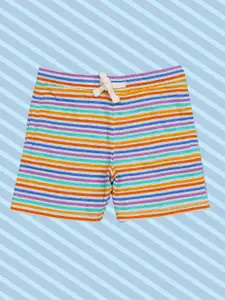 H By Hamleys Boys Multicoloured Striped Regular Fit Mid-Rise Shorts