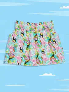 H By Hamleys Girls White Tropical Printed Pure Cotton Shorts