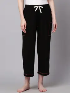 Chemistry Women Black Solid Ribbed Lounge Pants