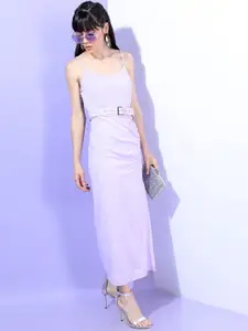 Tokyo Talkies Women Solid Purple Maxi Dress