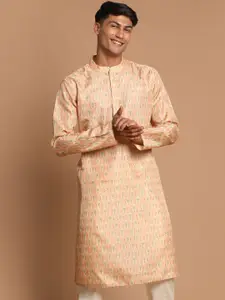 VASTRAMAY Men Pink Ethnic Motifs Printed Straight Kurta