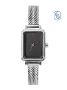Marie Claire Women Black Dial & Silver Toned Stainless Steel Bracelet Style Straps Analogue Watch