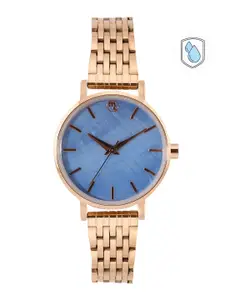 Marie Claire Women Blue Patterned Dial & Rose Gold Toned Straps Analogue Watch MC22/008-E