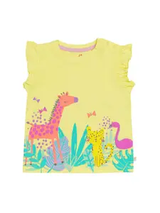 H By Hamleys Girls Yellow Print Pure Cotton Top