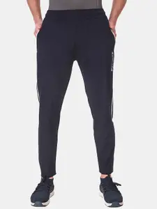 FITINC Men Navy Blue Solid Relaxed-Fit Track Pant with Zipper Pockets