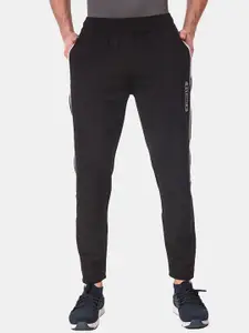 FITINC Men Black Relaxed-Fit Track Pants