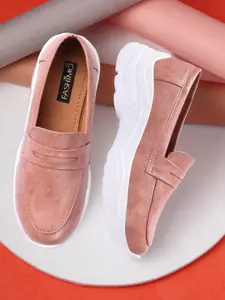 FASHIMO Women Peach-Coloured Solid Loafers