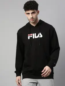 FILA Pure Cotton Brand Logo Print Hooded Hornbill Sweatshirt