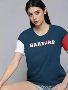 Harvard Brand Logo Printed Pure Cotton Casual T-shirt