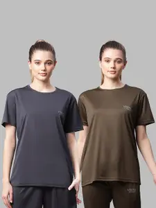 MACK JONNEY JONNEY Women Grey & Olive Green 2 T-shirt