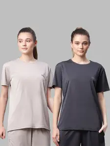 MACK JONNEY JONNEY Women Grey Solid T-shirt Pack Of 2
