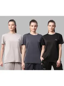 MACK JONNEY JONNEY Women Pack of 3 Black & Grey Applique T-shirts