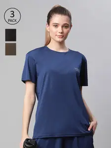 MACK JONNEY JONNEY Women Pack of 3 Blue & Olive Green T-shirts