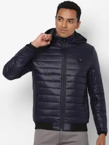 Allen Solly Men Navy Blue Geometric Puffer Jacket