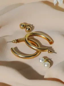 Priyaasi Rose Gold Contemporary Half Hoop Earrings