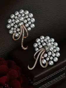 Priyaasi Silver-Toned Contemporary Studs Earrings