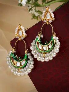 DUGRISTYLE Green & Gold-Toned Classic Chandbalis Earrings