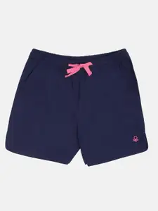 United Colors of Benetton Girls Navy Blue Pure Cotton Shorts