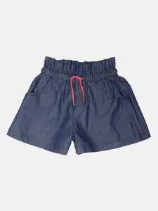 United Colors of Benetton Girls Navy Blue Pure Cotton Shorts