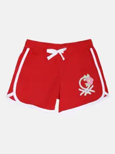 United Colors of Benetton Girls Red Pure Cotton Shorts